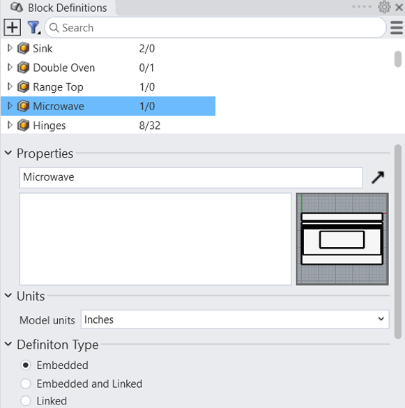 “Block definition panel”